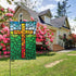 YISHOW Jesus Christ Cross Religious Stained Glass Style Garden Flag Double Sided Vertical Christian Lord Faith Cross Stained Glass Style House Fla...