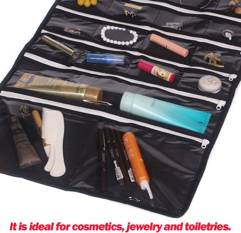 DIOMMELL Hanging Jewelry Organizer 47 Pockets with Zipper for Earrings Necklace Bracelet Ring Accessory Display Storage Bag Travel Holder Box...