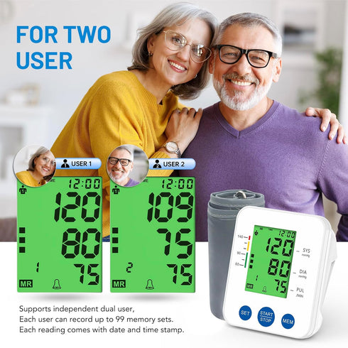 Blood Pressure Monitor Accurate Automatic Upper Arm High Blood Pressure Monitors Portable LCD Screen Powered by Battery with Adjustable Cuff and S...