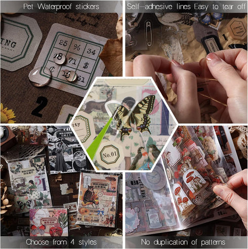200PCS Scrapbook Stickers Set, Vintage Cute Animal Journaling Aesthetic Stickers Supplies Funny Journaling Scrapbooking Stickers Pack for Adults w...