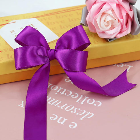 Rainbow Satin Ribbon 1 Inch Wide Solid Color Double Sided Polyester Satin Ribbon 6 Colors X 5 Yds Each Total 40 Yds Per Package Ribbon Set for Cra...
