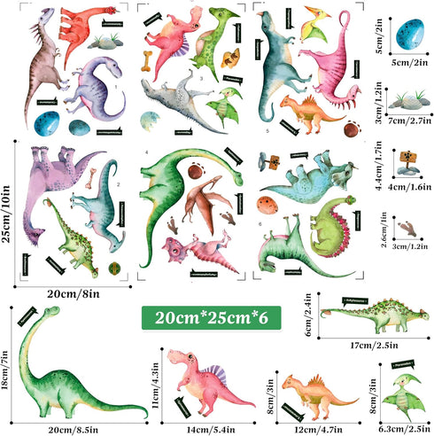 Glow in The Dark Dinosaur Wall Decals, Glowing Stickers for Ceiling, Boys Bedroom Decoration, Large Luminous Removable Dinosaur Wall Decor for Nur...