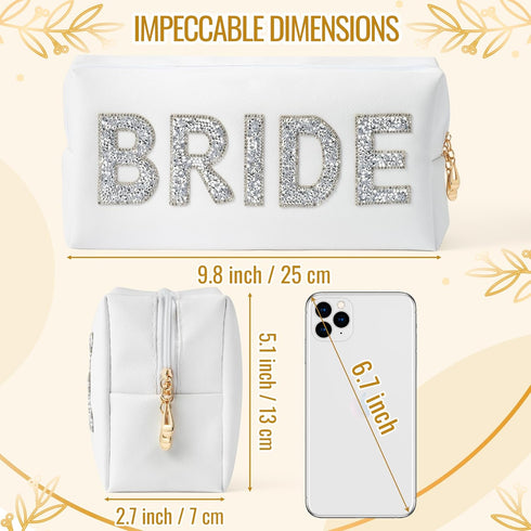 Bride Cosmetic Toiletry Bag - Bride to be Makeup Bag Large Capacity Travel Toiletry Bag With Diamond Rhinestone Portable Purse for Wedding Engagem...