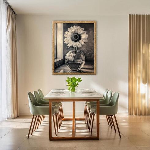 Posterizer 1 pcs-lone sunflower in a round vase-minimalist modern art 2-Floral & Botanical Art-Collectibles & Fine Art-Decor for Home & Office- un...