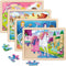 Wooden Puzzles for Kids Ages 4-6, 4 Packs 24 PCs Unicorn Mermaid Princess Fairy Jigsaw Puzzles, Preschool Educational Brain Teaser Toys for Girls ...