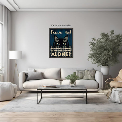 Posterizer 1 pcs-Funny Cat Restroom Print-Art for Animal Lovers-Comedy Art-Gift for Girls, Boys, Teens- Bathroom, restroom Decor- unframed wall ar...