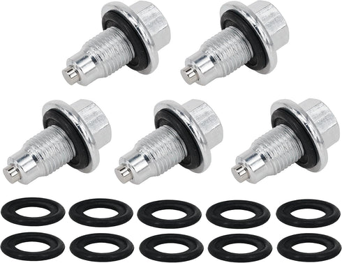 5PCS M14x1.5MM Magnetic Engine Oil Drain Plug Fit Ford Jeep Chrysler Dodge Lincoln Fiat Ram LandRover Mercury Select Models, Replace 090-115 090-1...