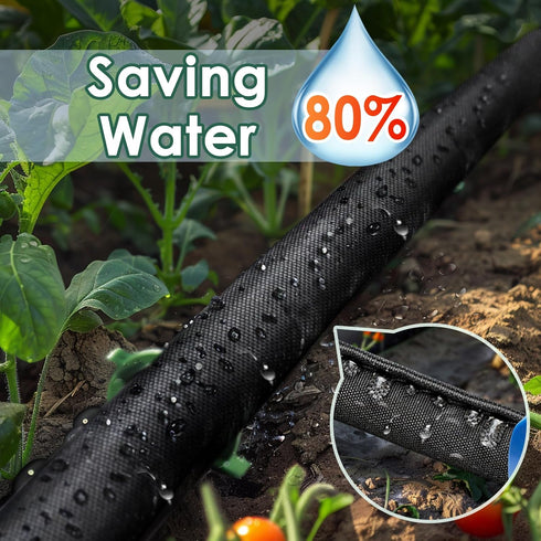 IPOW Heavy Duty Double Layer Design Saves 80% Water Leak Proof Soaker Hose, Drip Watering Hose for Garden, Lawn, Flower Bed, Vegetable Field (25 F...