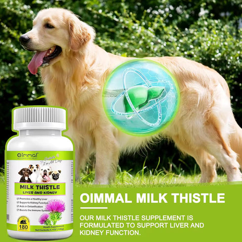 Milk Thistle for Dogs - 180 Chewable Tablets - Canine Liver and Kidney Support Supplement for Dogs - Detox for Dogs - Liver Supplement for Dogs...