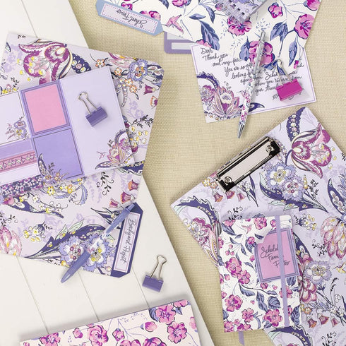 Vera Bradley Assorted Binder Paper Clip Set of 24, Includes Small and Large Paperwork Clamps with Desktop Organizer, Hummingbird Ditsy...