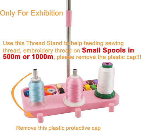 Light Weight Thread Stand - 3 Spools Holder for Domestic (Home-Base) Embroidery and Sewing Machines - Four Colors for Choices - Pink...