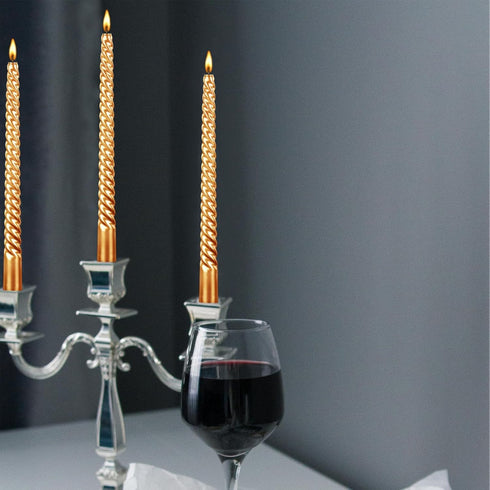 10 Inch Taper Candle, Set of 12,Tapered Candles Burn for 7 Hours, Long Sticks,Tall Candlesticks, Dinner Party, Wedding, Halloween (25cm, Gold)...