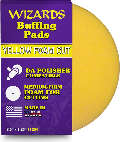 Wizards 11204 Yellow Foam Cut Buffing Pad – Polishing Pad for Orbital Buffer – Auto Paint Correction – Vehicle Detailing DA Attachment – Compound ...