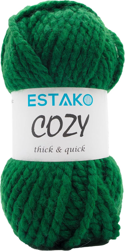 Estako Cozy Thick & Quick Yarn 20% Wool 80% Acrylic Soft Super Bulky Weight #6 Knitting and Crocheting Yarn 3.52 oz (100gr) 65 yds (60 m) (54130-D...