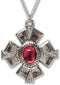 Medallion with Red Cabochon Medieval Renaissance Silver Finish Pendant Necklace...