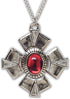 Medallion with Red Cabochon Medieval Renaissance Silver Finish Pendant Necklace...