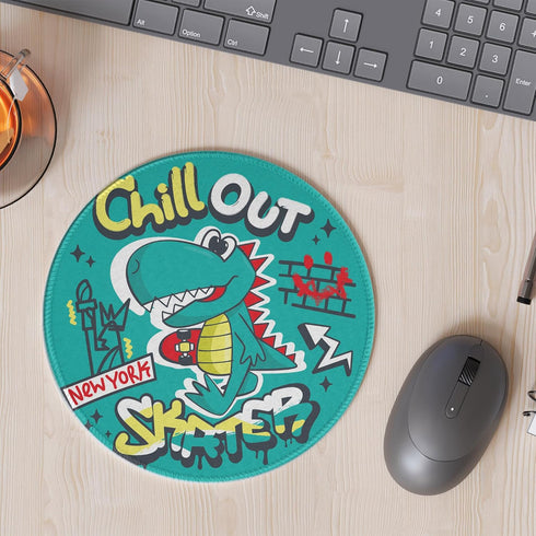 Round Mousepad, New York Cool Dinosaur boy Cartoon Holding Skateboard Mouse Pads, Non-Slip Rubber Base Mouse Pad, for Desktop Notebook Mouse Mat 7...
