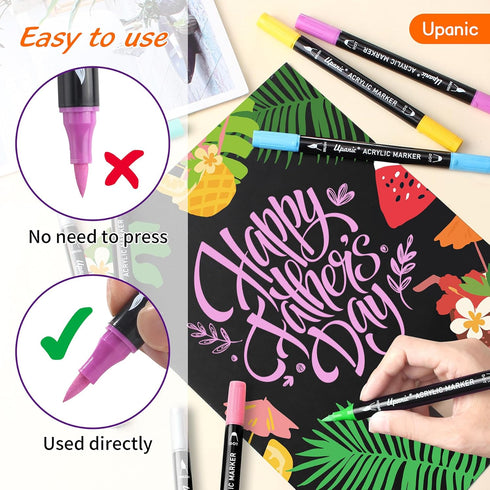 36 Paint Markers,Dual Tip Paint Pens With Dot Tip and Brush Tip for Rock Painting,Drawing & Art Supplies,Paint Pens Acrylic Markers for Paper,Wood...