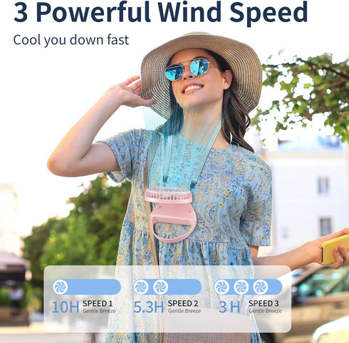 Portable Neck Fan, Handheld Mini Fan Small Personal Fan, 3 IN 1 Hand Fan USB Rechargeable Eyelash Fan with Lanyard, 180° Foldable, for Travel/Summ...