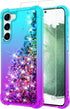 for Samsung S23 Plus Case,S23 Plus Case,with HD Screen Protector,Gradient Quicksand Glitter Liquid Floating Waterfall Durable Girls Cute Phone Cas...