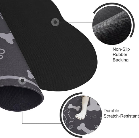 Dog Cat Food Mat,Rapid Absorbent Pet Feeding Mat, Bone Shaped Dog Placemat Water Bowl Mat with Rubber Backing,No Stains Dog Cat Food Mats Indoor, ...