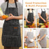 Tosewever 2 Pieces Kitchen Cooking Aprons, Cotton Polyester Blend Adjustable Bib Aprons with 2 Pockets for Women Men Chef Chef (Black/Brown Stripe...