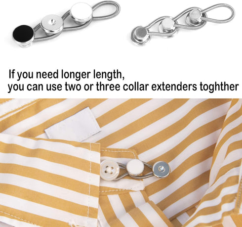 OSOPOLA 12 Pcs Collar Extenders - 3 Styles Neck Extender Elastic Button for Expanding Length for Men Women Dress Shirts (Black, White, Silver) HE1...