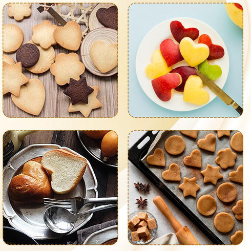 Giantree 12 Pcs Metal Cookie Cutters Set, Mini Cookie Cutters Heart Round Flower Star, Stainless Steel Fruit Vegetable Shape Cutters, Small Metal ...