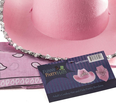 Funny Party Hats Cowboy Hat for Adults - Felt Cowboy Hats w/Paisley Bandana...