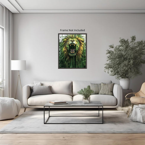 Posterizer 1 pcs-neon colorful abstract street art of a roaring lion -3-Art for Animal Lovers-Abstract & Modern Art-Gift for Street Art, Mural Fan...