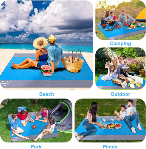 Beach Blanket, Beach Mat Sand Free Waterproof 79" X 83" Suitable for 4-7 Adults, Waterproof Lightweight Picnic Blankets for Travel, Camping, Hikin...