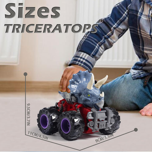 Oriate Realistic Dinosaur Monster Triceratops Dino Truck,Friction Power,Stunt Educational Toy ATV Cars,Push and Go Gifts for Boys and Girls 3 Year...