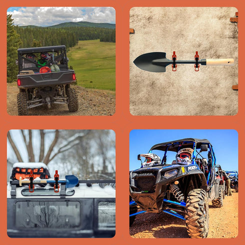 2 PCS Shovel Rack- Perfect Overlanding Gear and Off-Road Accessory for Trucks- Securely Mounts on Roof Rack- Tool Holder,Rubber Clamp Grip Mount K...