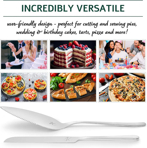 Wedding Cake Knife and Server Set – 2-Pcs Cake Cutter and Cake Server Spatula – Food Grade Stainless Steel Cake Serving Set for Home, Special Even...