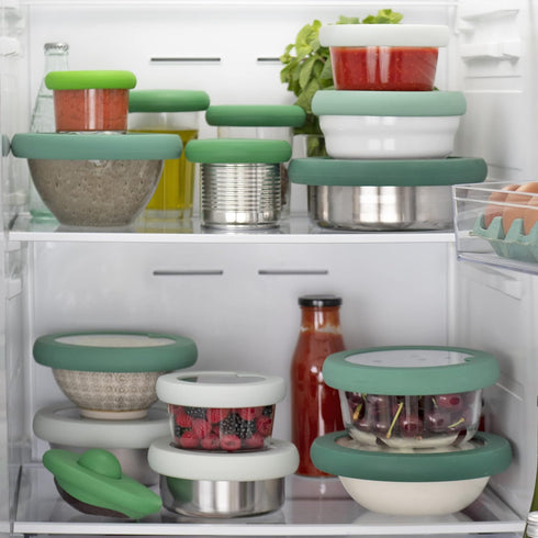 Food Huggers Replacement Lids for Glass Storage Containers Silicone & Glass Lids that Don’t Crack | Fits Most Round Container Brands & Bowls | 100...
