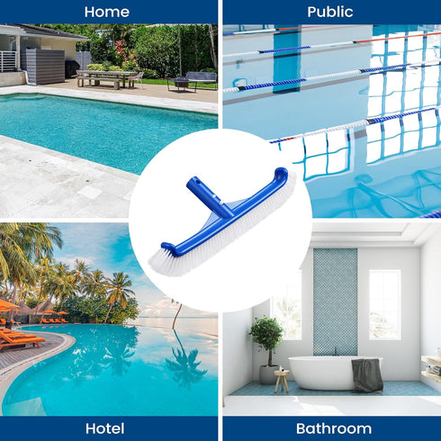 Pool Brush Head - 18" Pool Brush for Cleaning Pool Walls, Premium Swimming Pool Brush with Strong Bristle & EZ Clip, Curved Ends High-Efficiency P...