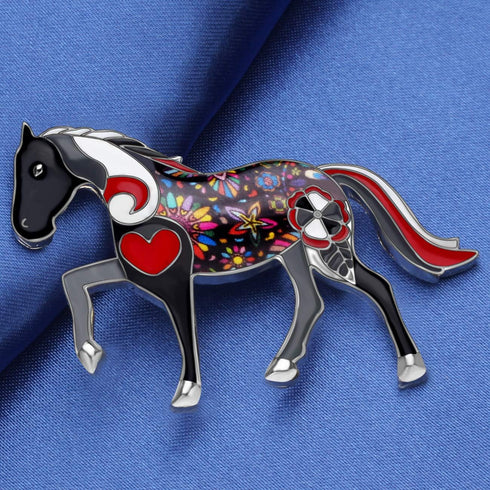 Dainty Floral Enamel Pony Horse Brooch Pins Scarf Lapel Clothes Decoration for Women Girls Jewelry Gifts...