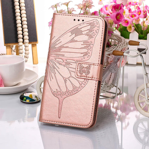 for iPhone SE 2022/SE 2020 Case,for iPhone 6/6S/7/8 Wallet Case,Butterfly Floral Embossed,Wrist Strap,Card Holder Slots,Stand Leather Protective F...