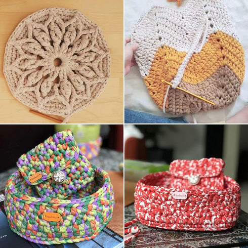 NICEEC 2 Skeins Soft T-Shirt Yarn for Crochet & Knitting -Easy Crocehted Solid Color Fabric Cloth Yarn for Handmade DIY Crafts - Bag, Basket, Cush...