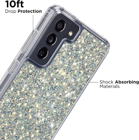 Case-Mate Samsung Galaxy S21 FE 5G Case - Twinkle Stardust with 10ft Drop Protection & Wireless Charging - Luxury Bling Glitter Case for Samsung G...