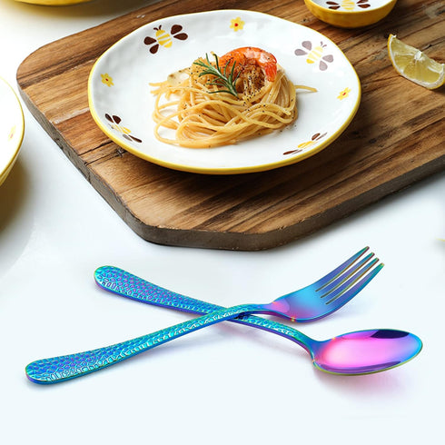 LIANYU 14-Piece Kids Silverware Set, Rainbow Toddler Utensils Flatware Set, Stainless Steel Child Preschooler Cutlery Set, Includes 7 Kids Spoons,...