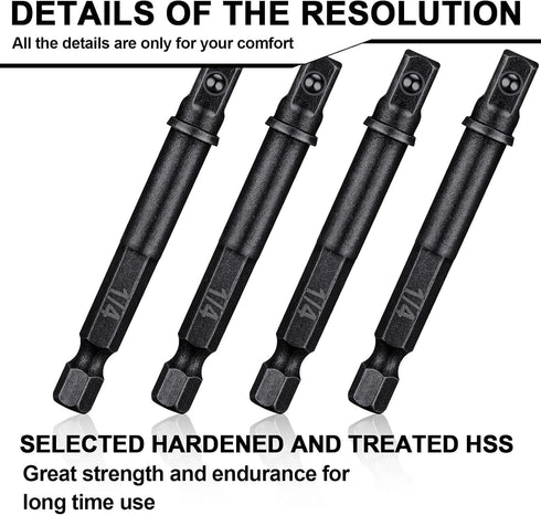 Impact Adapter Square Socket Bit Adapter Hex Impact Socket for Drills, Extension Socket Driver Bits Impact Socket Adapter for Automotive DIY (Blac...