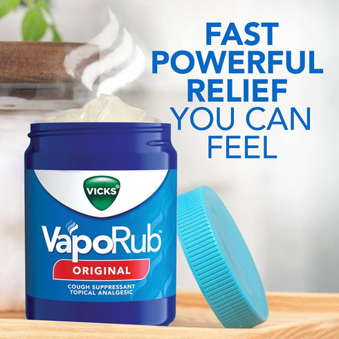 Vicks VapoRub, Original, Cough Suppressant, Topical Chest Rub & Analgesic Ointment, Medicated Vicks Vapors, Relief from Cough Due to Cold, Aches &...