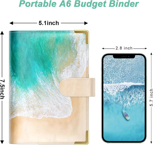 Budget Binder, A6 Binder Money Organizer for Cash, Budget Binder with Zipper Envelopes System, Money Saving Binder Cash Stuffing Envelopes for Bud...