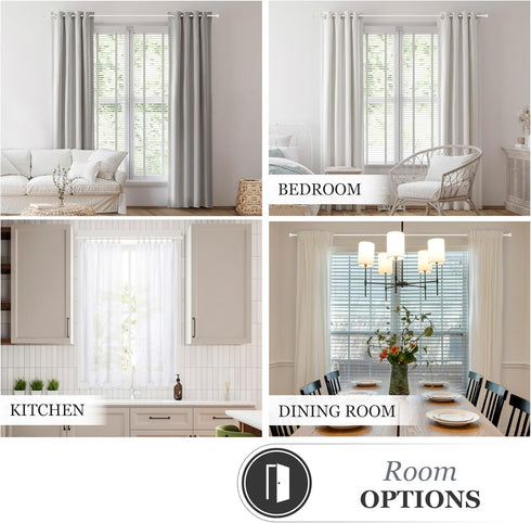 Kenney Rachel Fluted Ball Window Curtain Rod, Adjustable 28-48 Inch, Antique White...