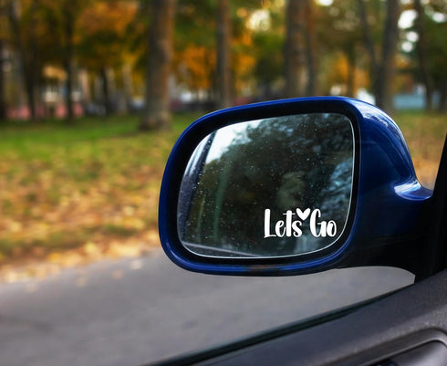 3 x Lets Go Rearview Mirror Decal, Rear View Mirror Accessories, Car Decals, Car Stickers, Vanity Mirror Stickers, Gift for Him/Her - White...