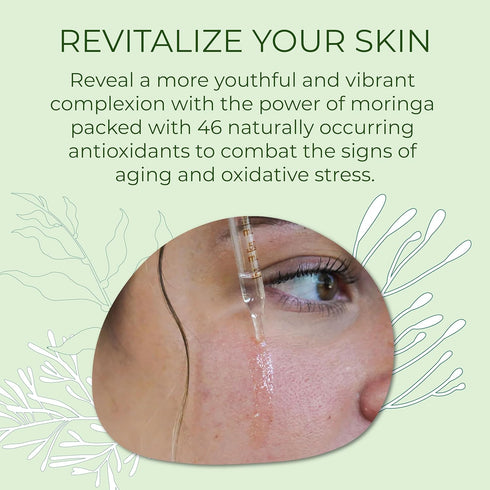 Moringa Seed Facial Oil Drops Super Moisturizing Antioxidant-Rich Glow with Sea Kelp & Vitamin E - Daily Face Primer & Replenishing Vegan Skincare...