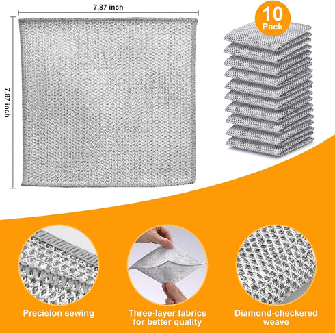 Non Scratch Wire Dishcloth, Multipurpose Wire Dishwashing Rag for Wet and Dry, Multifunctional Dish Rags for Washing Dishes, Reusable Steel Wool S...