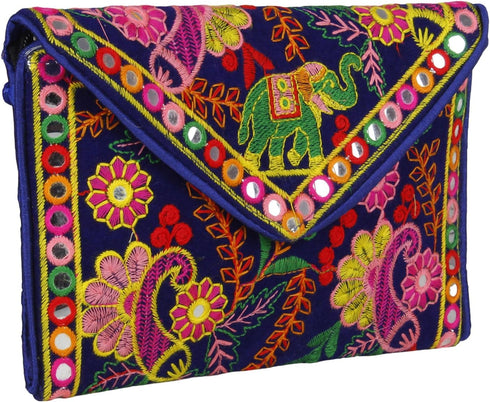 Elephant Sling Bag, Foldover Clutch, Hand Bag, Shoulder Bag & Cross Body Bag for Women & Girls (Blue Color)...