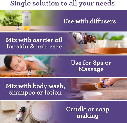GuruNanda Lavender Essential Oil - 100% Pure, Natural and Undiluted Oil for Massage & DIY Recipes- Premium Diffuser Oil for Aromatherapy (Pack of ...